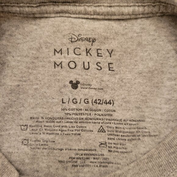 Mickey Mouse Disney Adult Large Gray T-Shirt Graphic Tee Short Sleeve Unisex - Picture 3 of 8